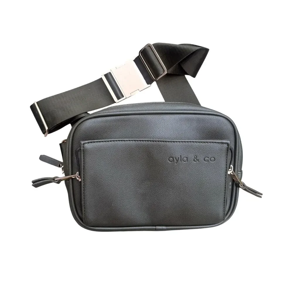 AYLA & CO Ayla Fanny Pack Purse Vegan Leather Olive Green